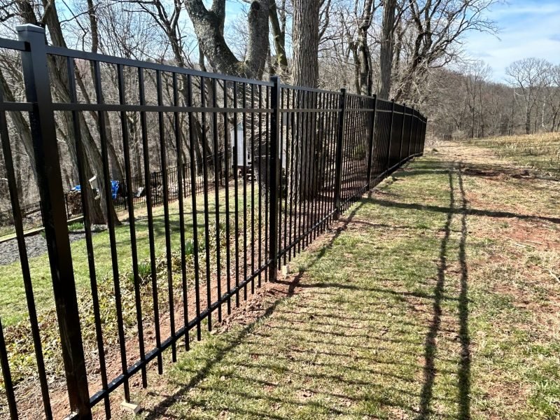 Black aluminum Fence installation